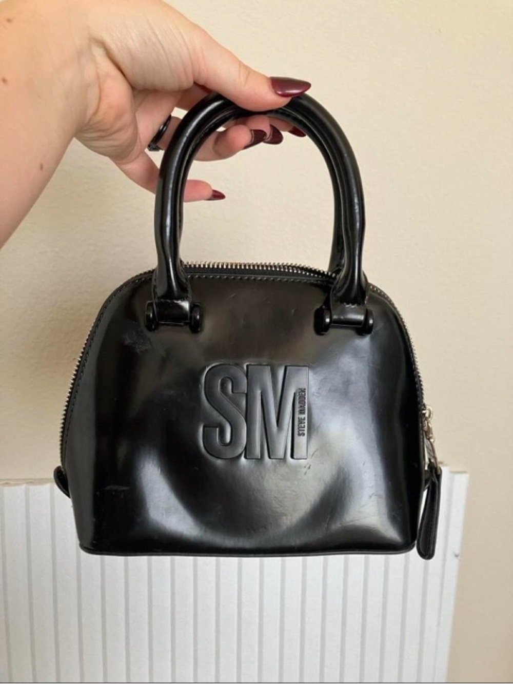 Steve Madden Black Patent Mini Dome Bag
